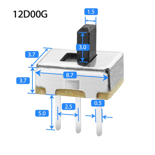 ON Off Switch, SPDT Micro Switch Mini Switches Small Slide Toggle 1p2t ...